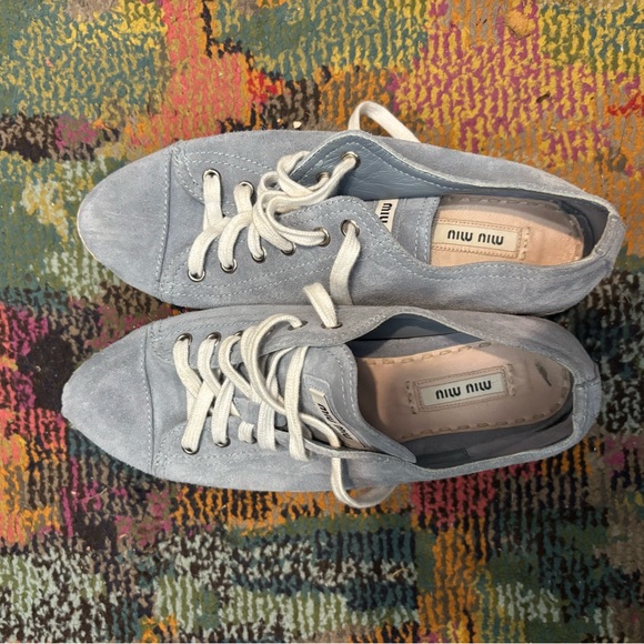 Miu Miu Light Blue Suede Sneakers - Picture 2 of 5